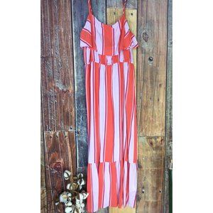 Old Navy Womens Sundress Spaghetti Strap Maxi Dress Striped Red Purple Size M